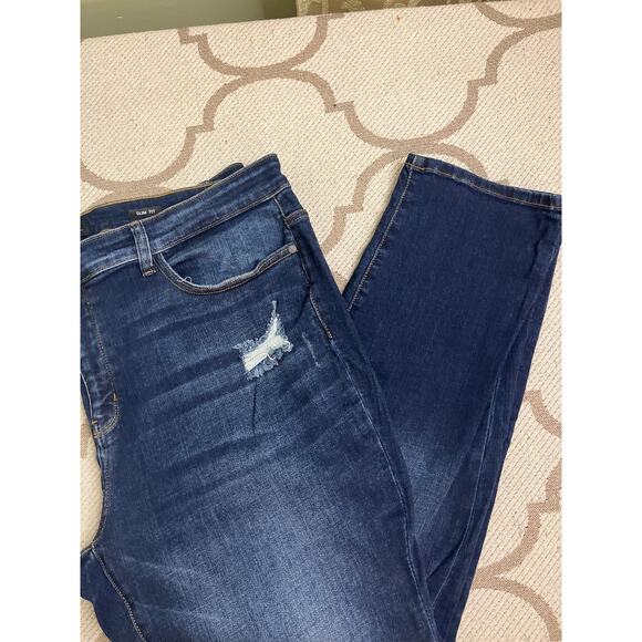 Judy Blue Slim Fit Distressed Mid Rise Blue Jeans, Size 24W, Jb82104dk-pl - Picture 2 of 12